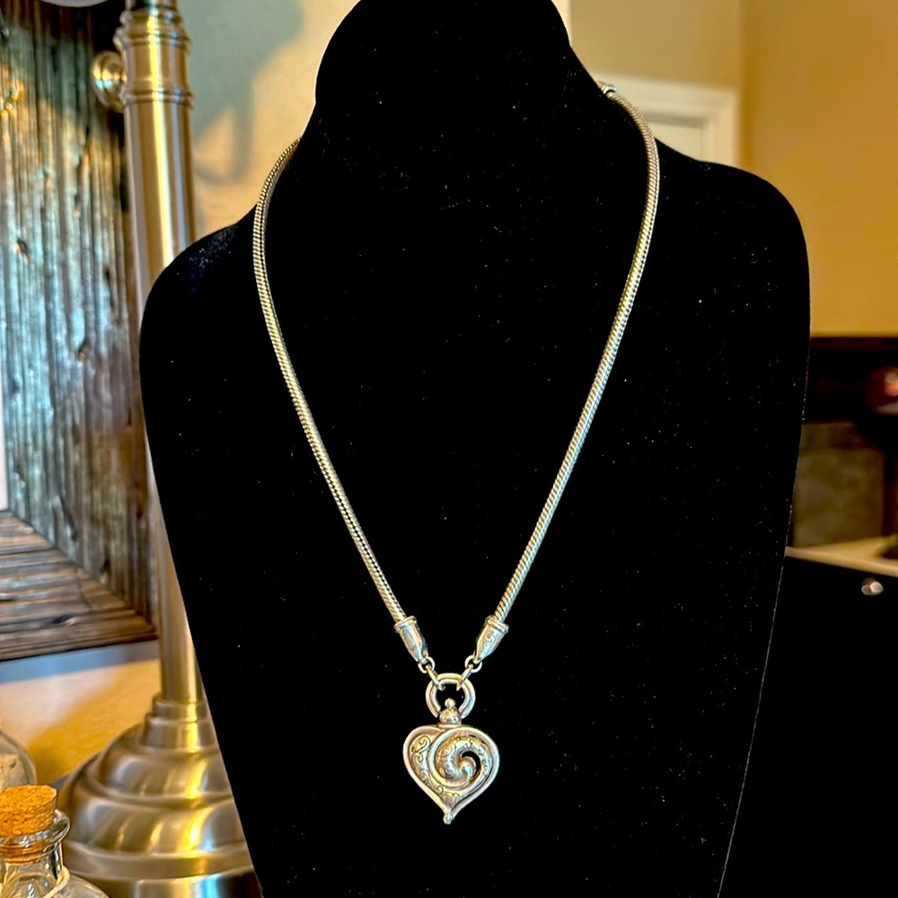 Brighton Silver Swirled Heart Necklace and Matching Bracelet